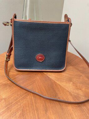 Dooney & Bourke Vintage Leather Crossbody Bag; Black and Tan Dooney Shoulder Bag